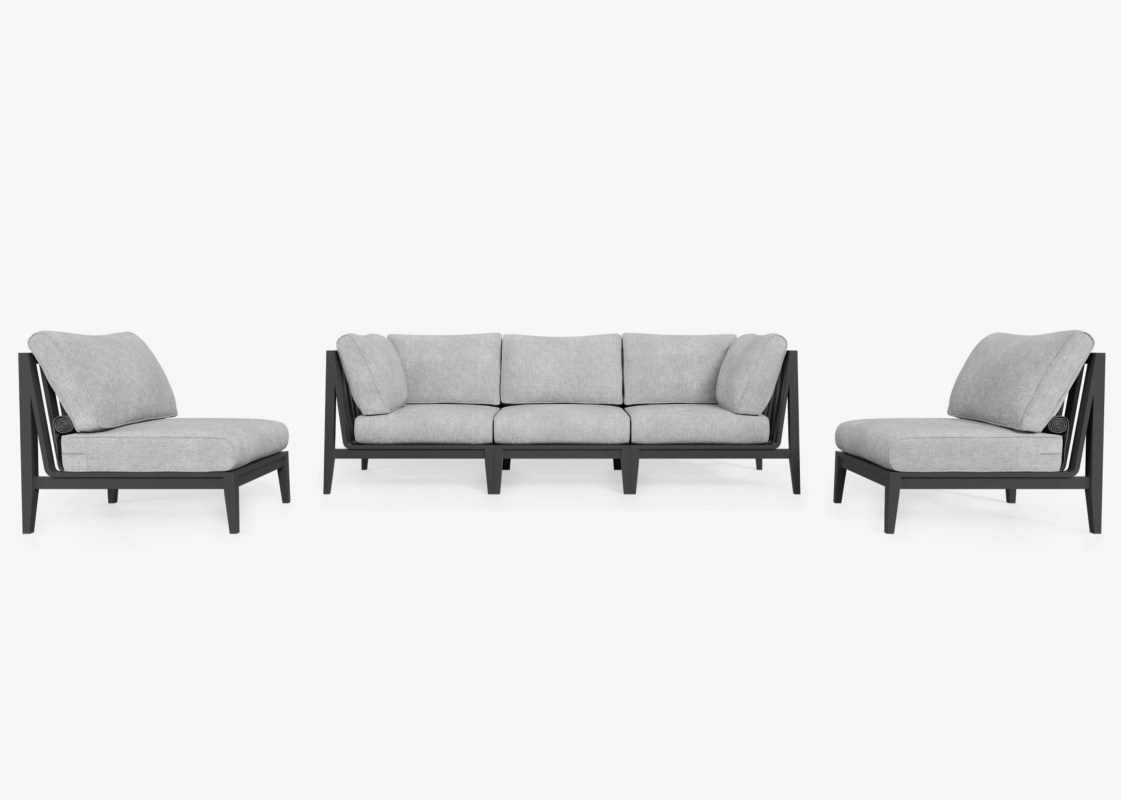 Outer Charcoal Aluminum Outdoor Sofa with Armless Chairs