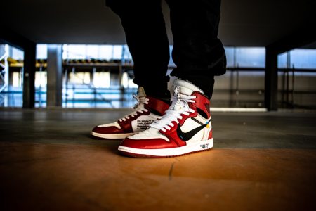 Person wearing a pair of Air Jordan 1's