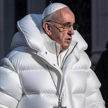 An AI-created image of Pope Francis in a puffer jacket, which fooled a lot of people online