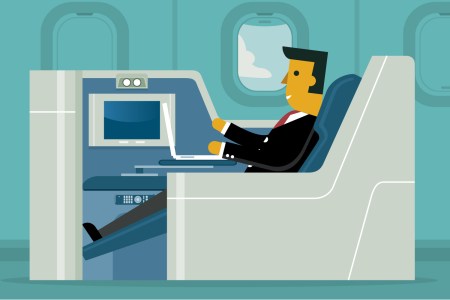 Illustration of a passenger in business class