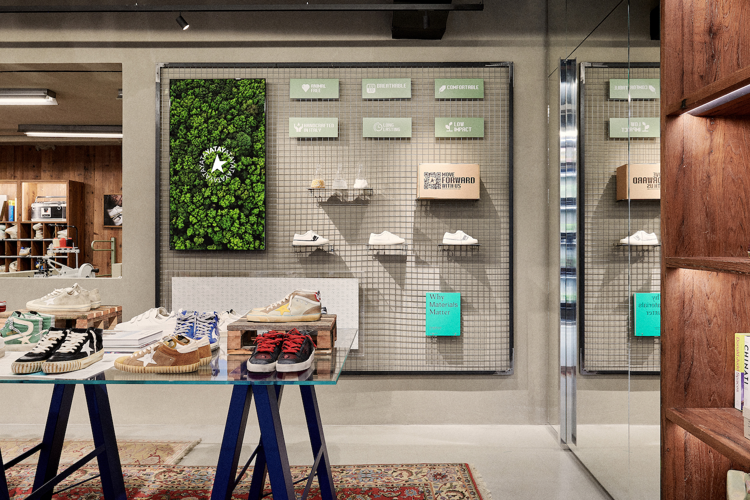 The interior of the NYC Soho Golden Goose FORWARD Store