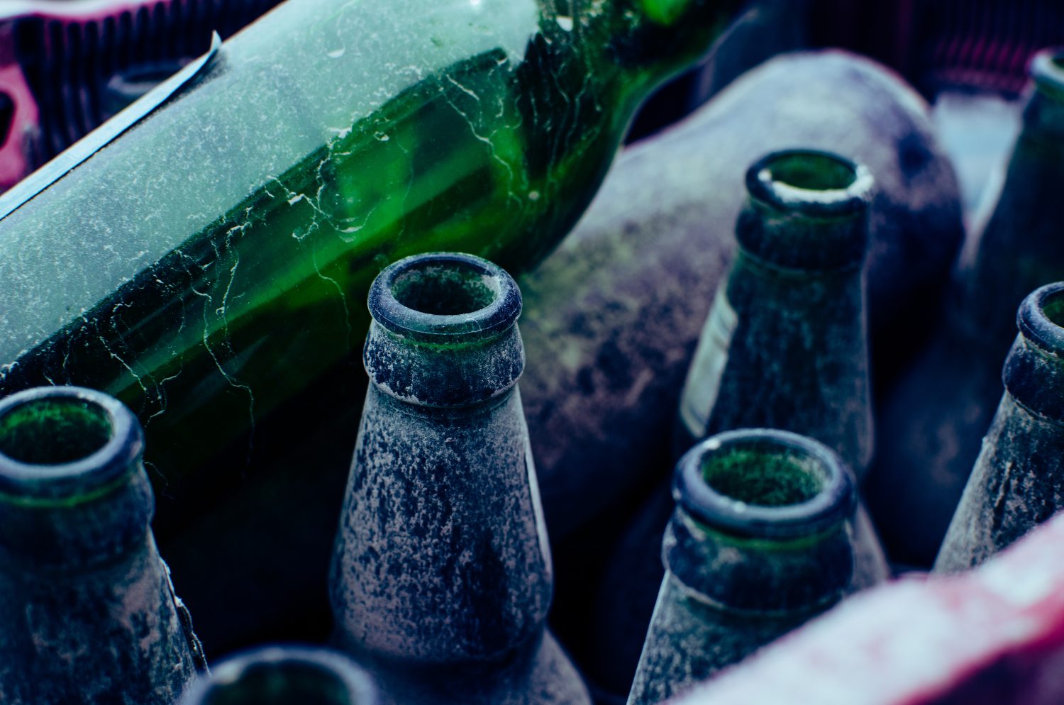 A bunch of old beer bottles