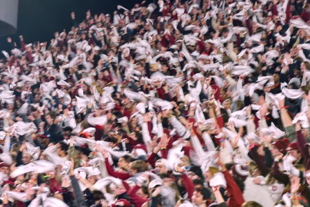 South Carolina Gamecocks fans waive towels during a college football game between the Tennessee Volunteers and South Carolina Gamecocks at Williams-Brice Stadium on Saturday, November 19, 2022 in Columbia, SC.