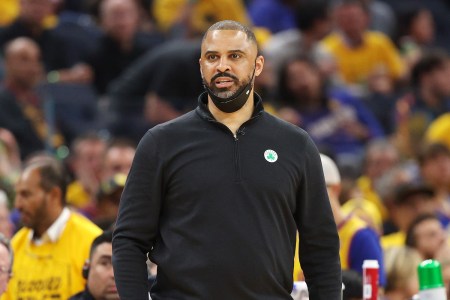 Head coach Ime Udoka of the Boston Celtics looks on during the second quarter against the Golden State Warriors in Game One of the 2022 NBA Finals at Chase Center on June 02, 2022 in San Francisco, California.