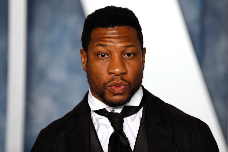 Jonathan Majors attends 2023 Vanity Fair Oscar After Party Arrivals at Wallis Annenberg Center for the Performing Arts on March 12, 2023.