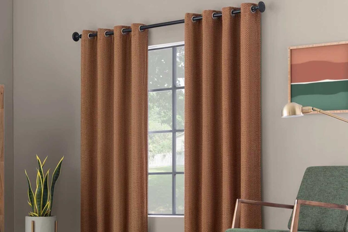 Scott Living Rafaela Woven Pattern Chenille 100% Blackout Grommet Curtain Panel