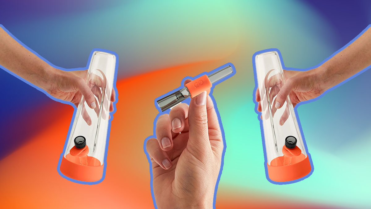 Session bong and one hitter on a abstract background