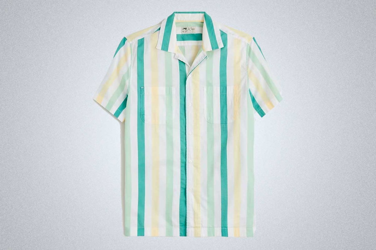 J.Crew Short-Sleeve Slub Cotton Camp-Collar Shirt