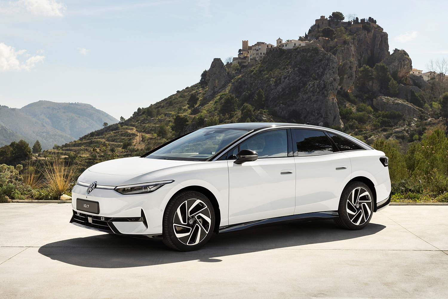 Volkswagen ID.7 electric sedan in white