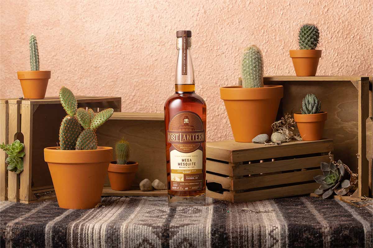 A bottle of Lost Lantern Mega Mesquite, part of a new Single Distillery Series
