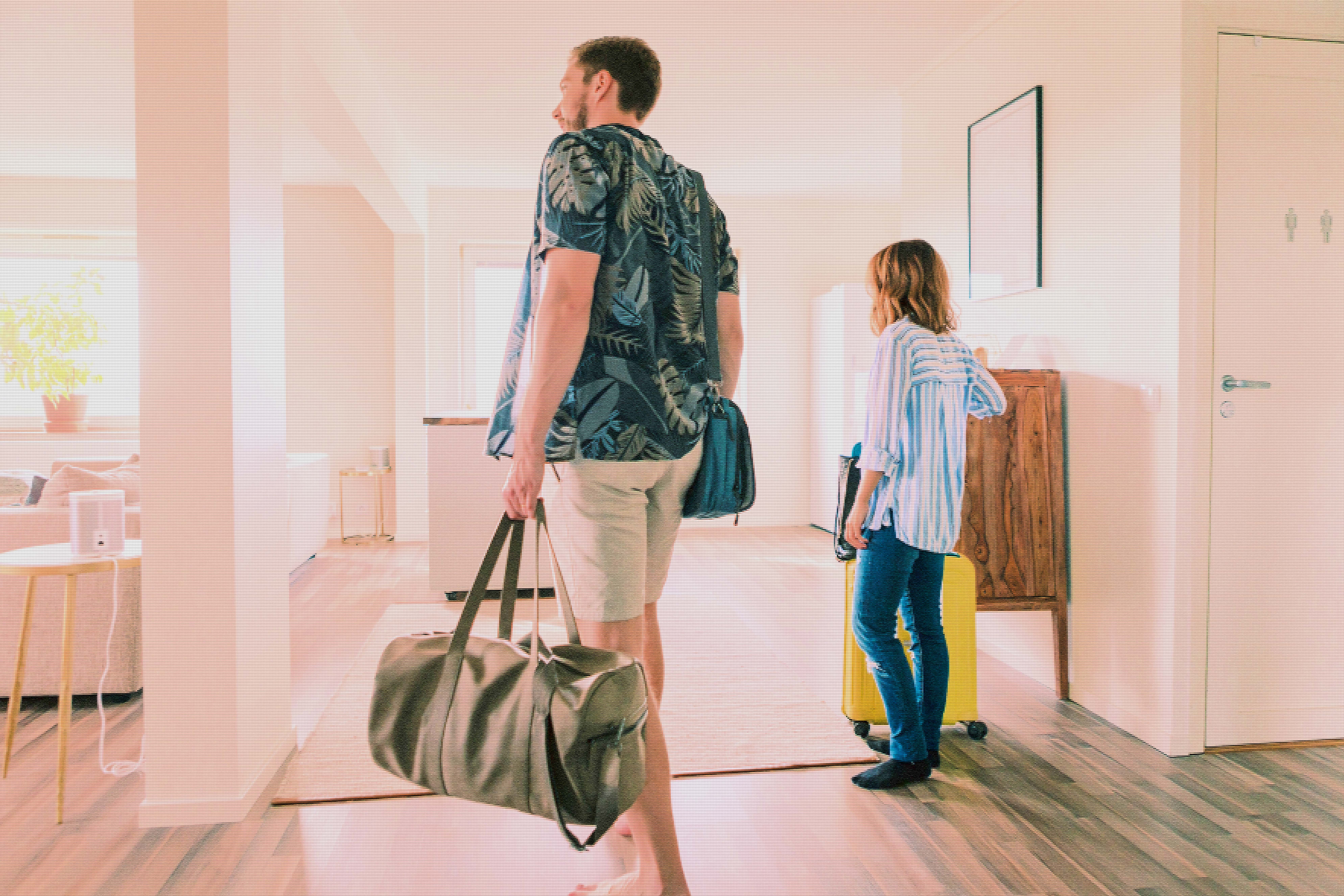 Airbnb guests arriving at their rental property