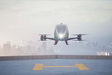 A 3D rendering of an autonomous air taxi