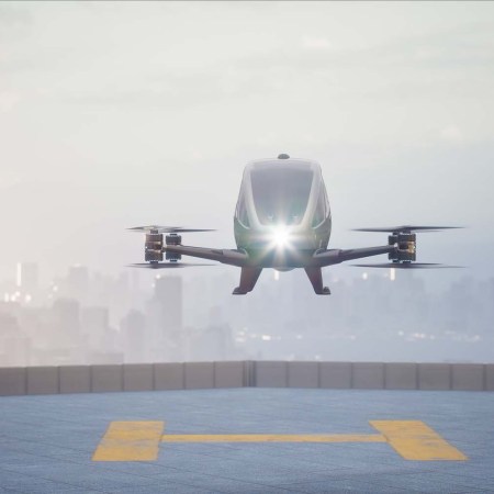 A 3D rendering of an autonomous air taxi