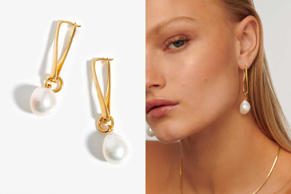 Missoma Baroque Pearl Twisted Drop Earrings