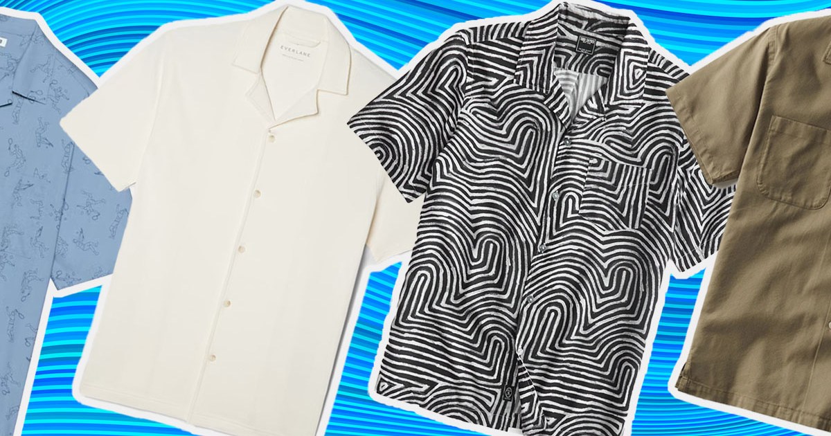 a collage of the best camp shirts for men on a grey background