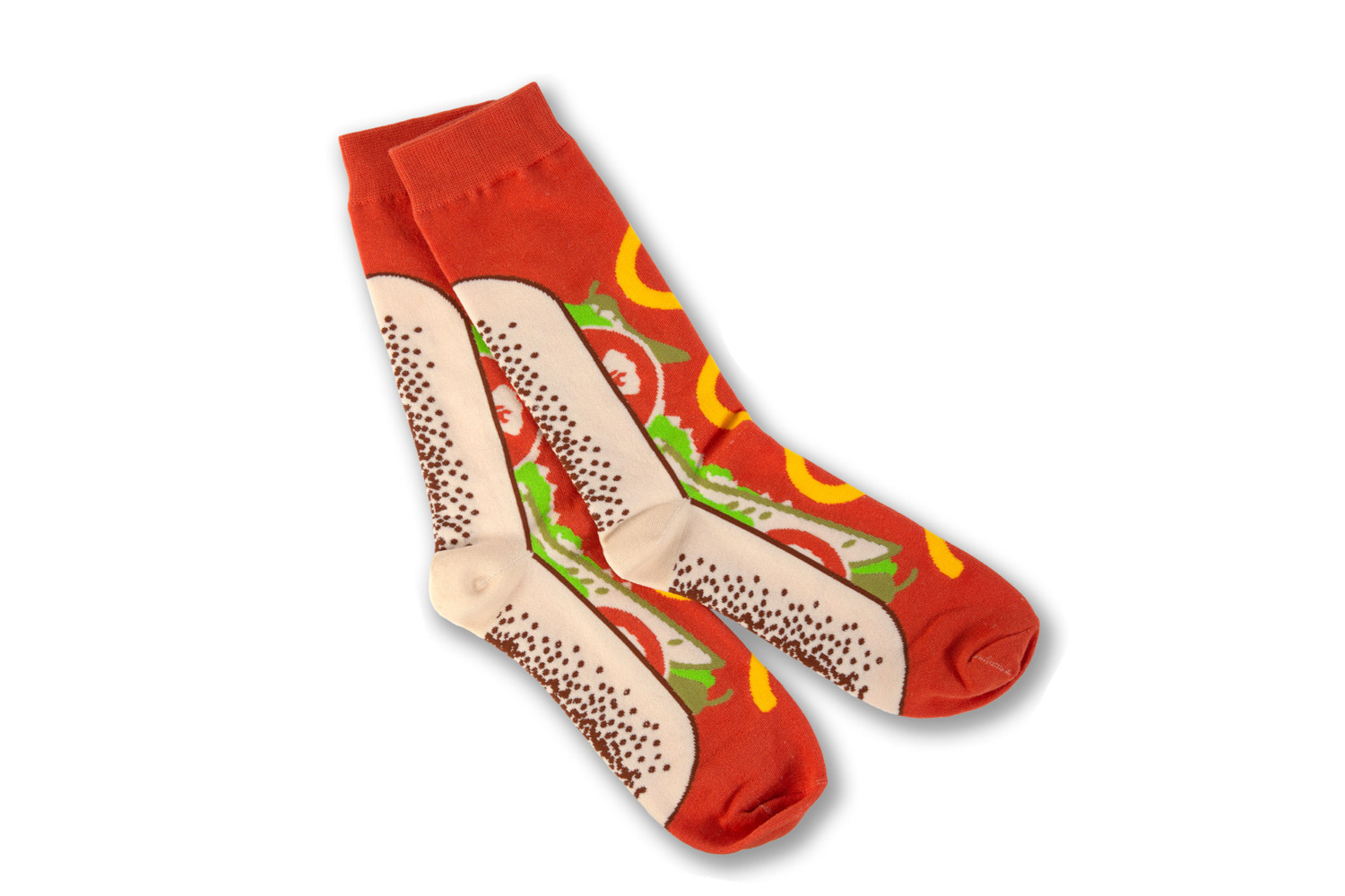 socks designed like hot dogs
