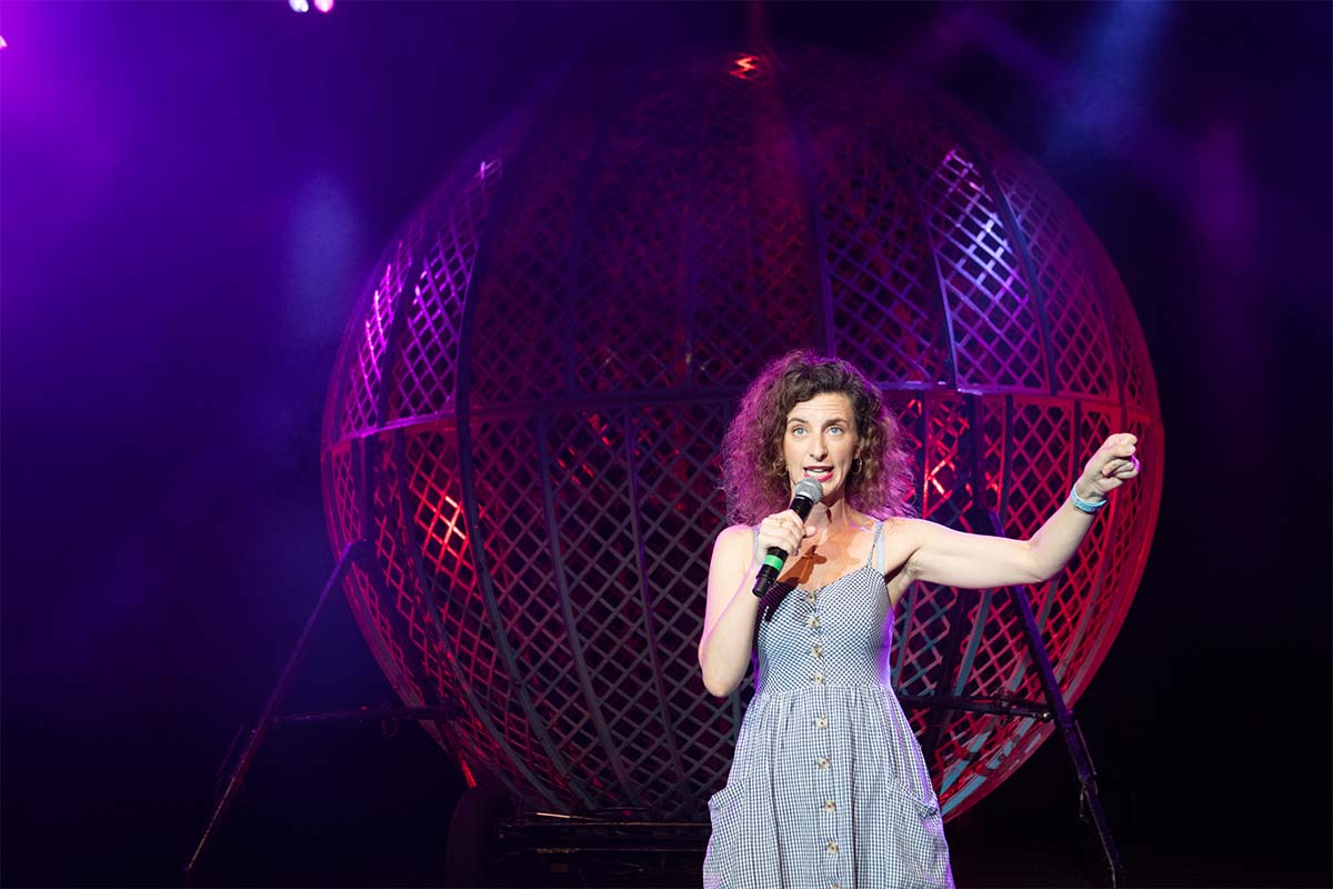 Comedian Felicity Ward performs 'Busting a Nut' on stage during Pleasance Launch Opening Gala 2018, as part of the annual Edinburgh Fringe Festival, at The Grand on August 4, 2018 in Edinburgh, Scotland