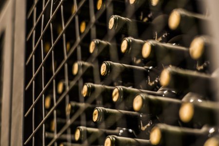 Wine bottles in wine cellar, Mendoza, Argentina