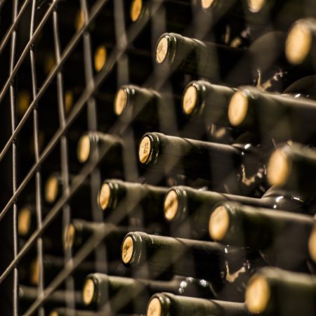 Wine bottles in wine cellar, Mendoza, Argentina