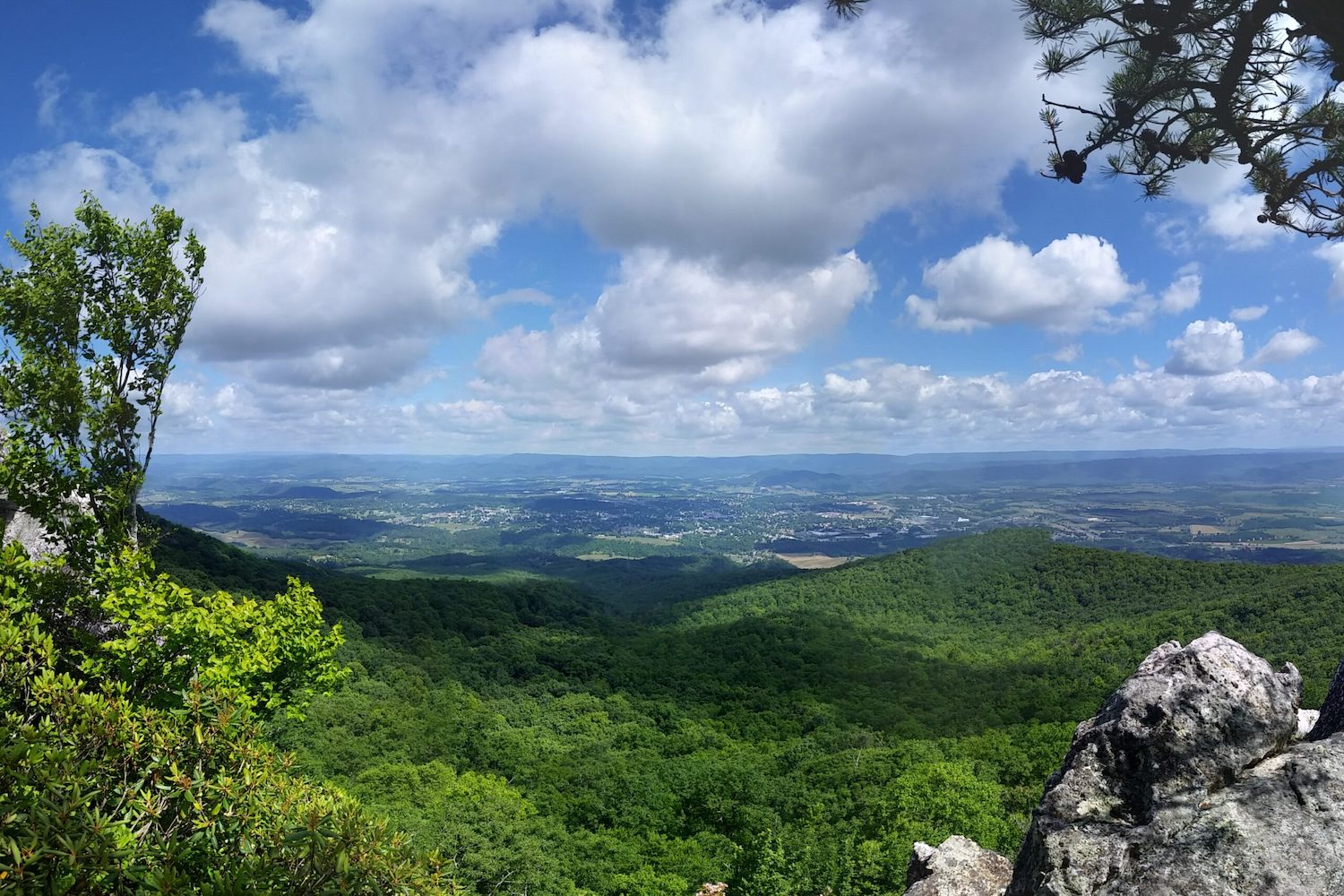 scenic view of low mountains/valleys in virginia.