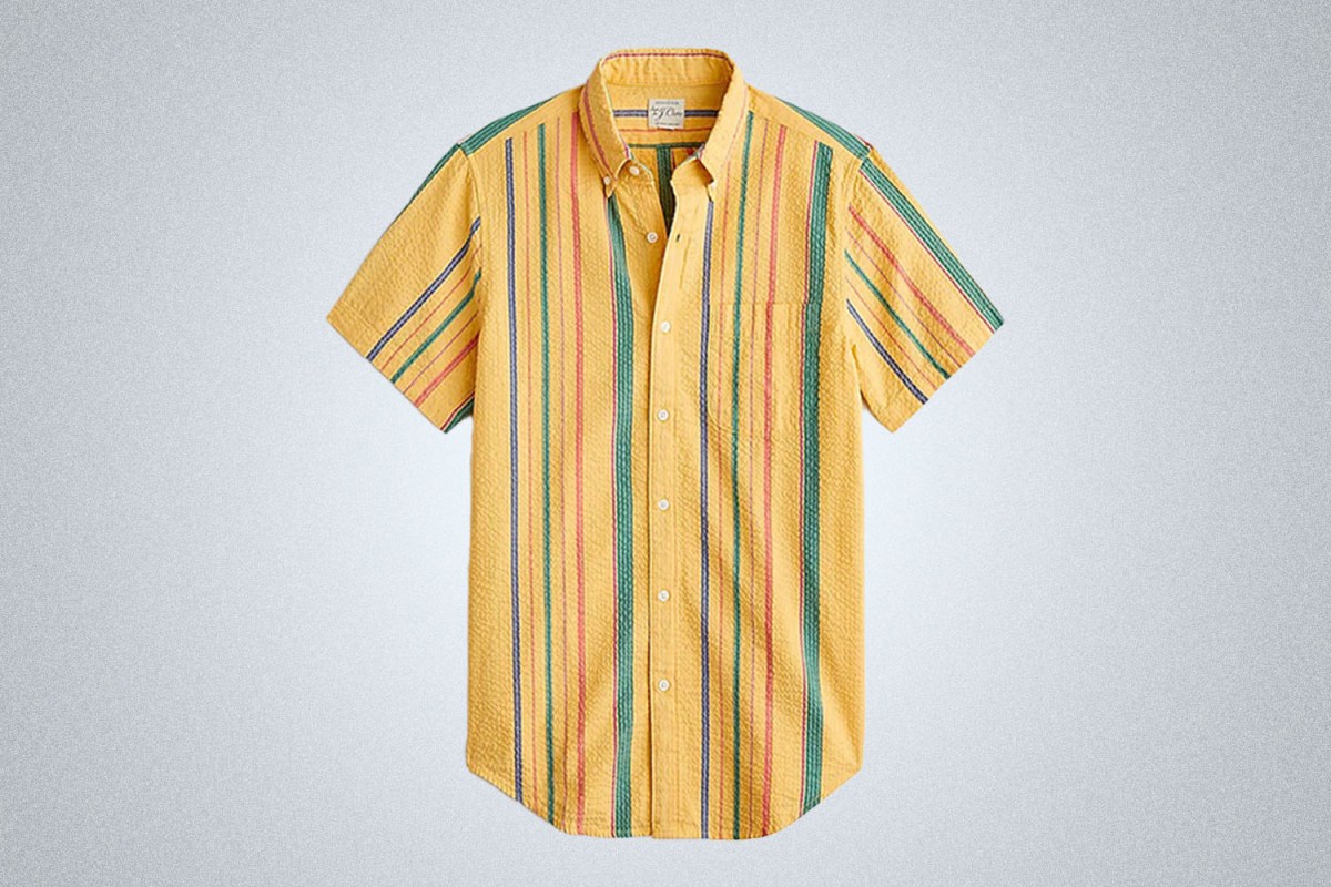 J.Crew Short-Sleeve Yarn-Dyed Seersucker Shirt