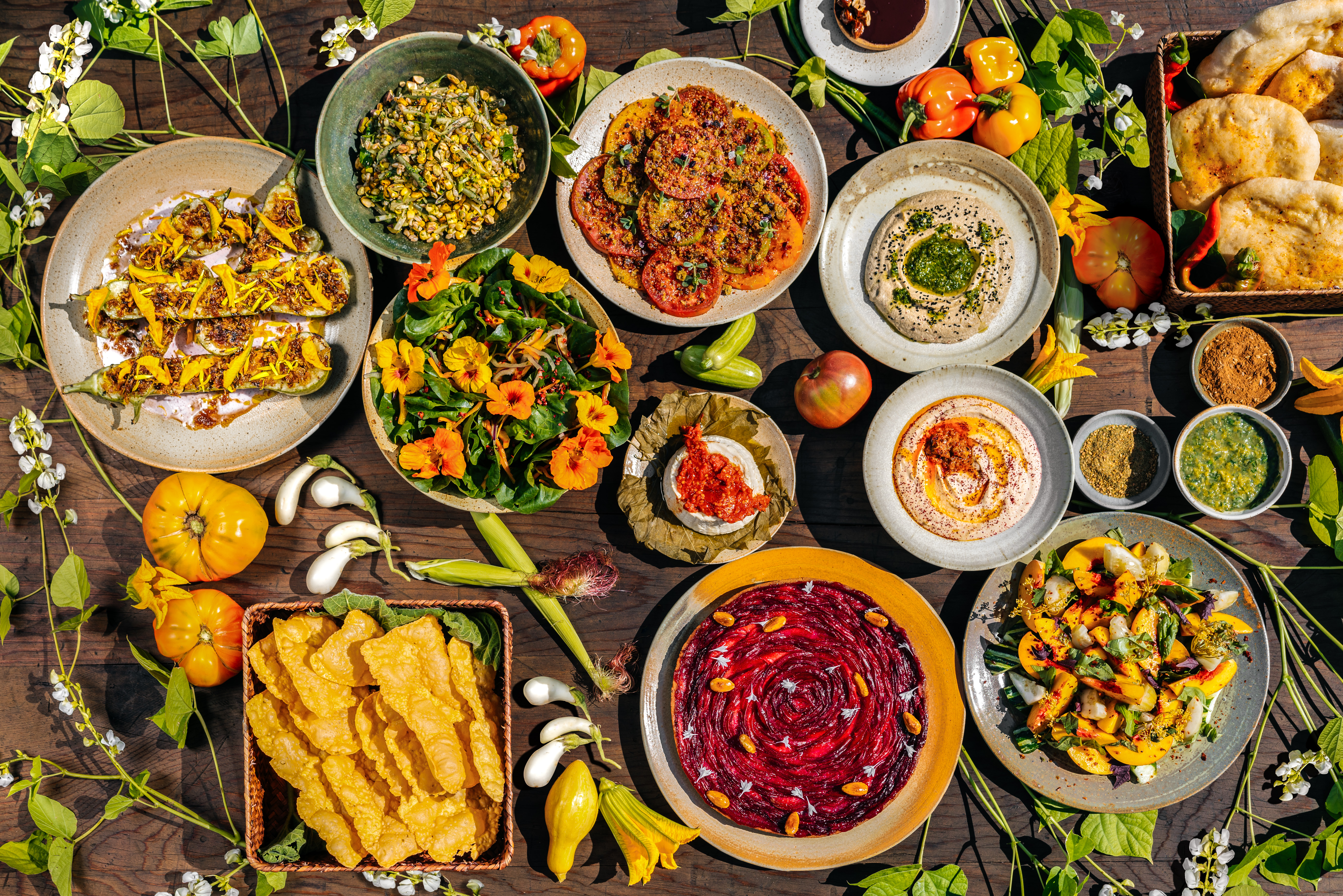 a spread of food on a table