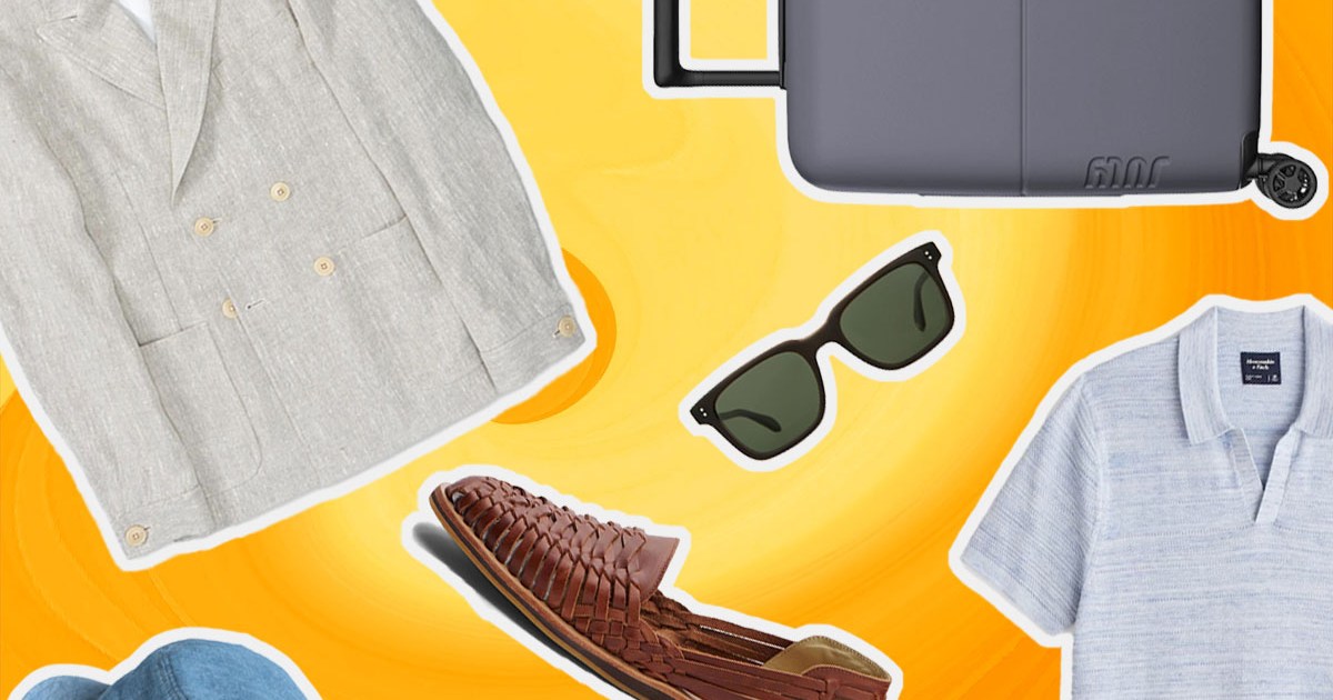 a collage of what to pack for a wedding for men on a yellow background