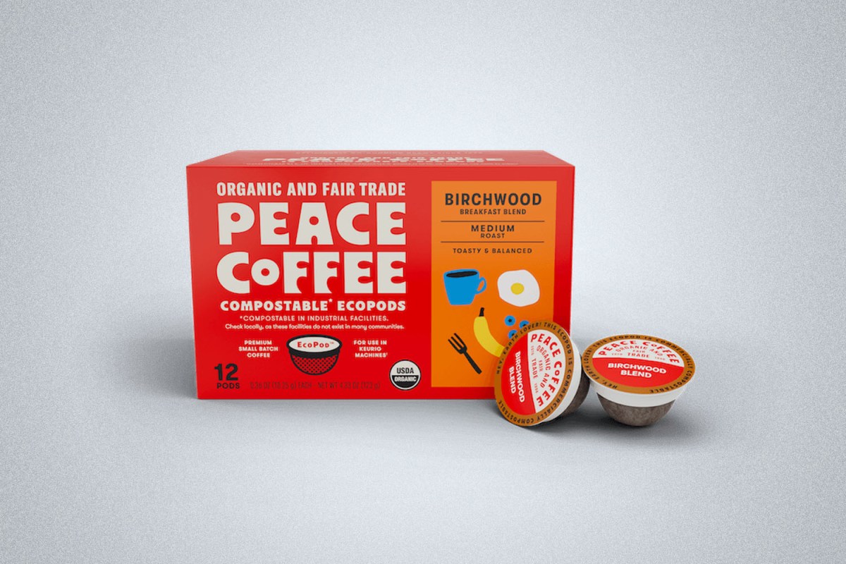 Peace Coffee Compostable EcoPods, Birchwood Breakfast Blend