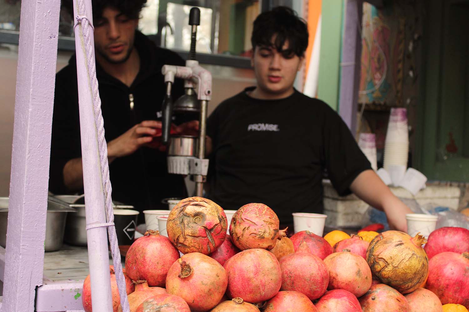 One of many pomegranate juice stands in Istanbul