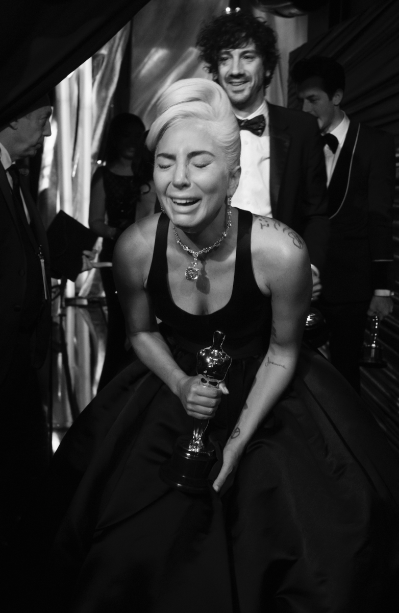 "I took this photo of Lady Gaga the second she walked offstage at the Oscars in 2019, after she won Best Original Song for 'Shallow' from <em>A Star Is Born</em>. There were a lot of photos from that night of Gaga looking really emotional and happy, but none quite like this. It is a crop. The shot originally was wider. I couldn’t get quite as close as I wanted to get because there were other photographers next to me. If I’d wanted this picture, I would’ve turned the camera on its side and been a little closer, but it is such a better photo for the crop. This was captured before there was any composure at all. What you see is absolutely raw unbridled emotion, relief, pride — she’s genuinely overwhelmed. And I think at events like this, it is very rare to see someone showing such raw emotion. If I’d waited for her to compose herself, this picture wouldn’t exist."<br>
