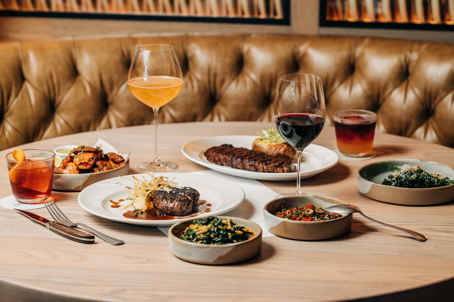 Food and drinks on a table. Best new restaurants in Chicago