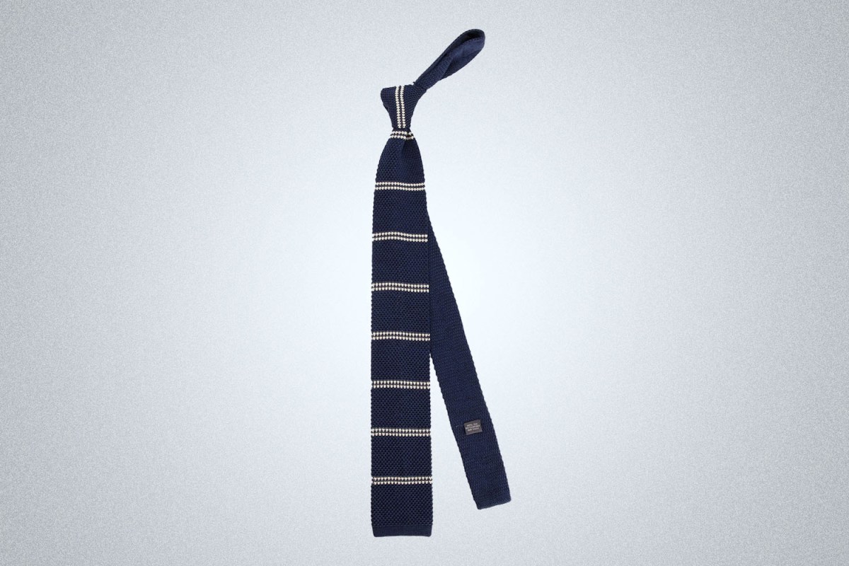 Tie Bar Double Stripe Knit Tie