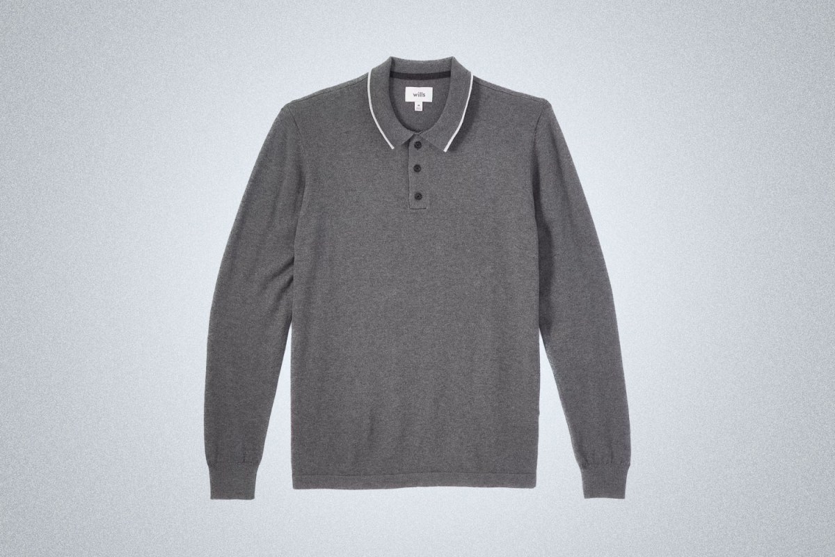 Wills Cashmere Cotton Long Sleeve Polo Sweater