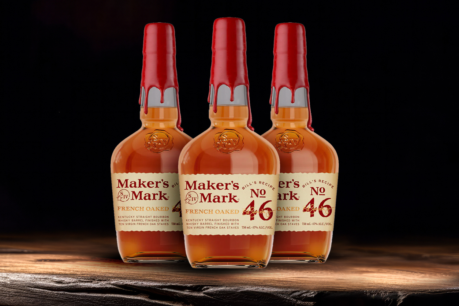 3 bottles of maker's mark 46