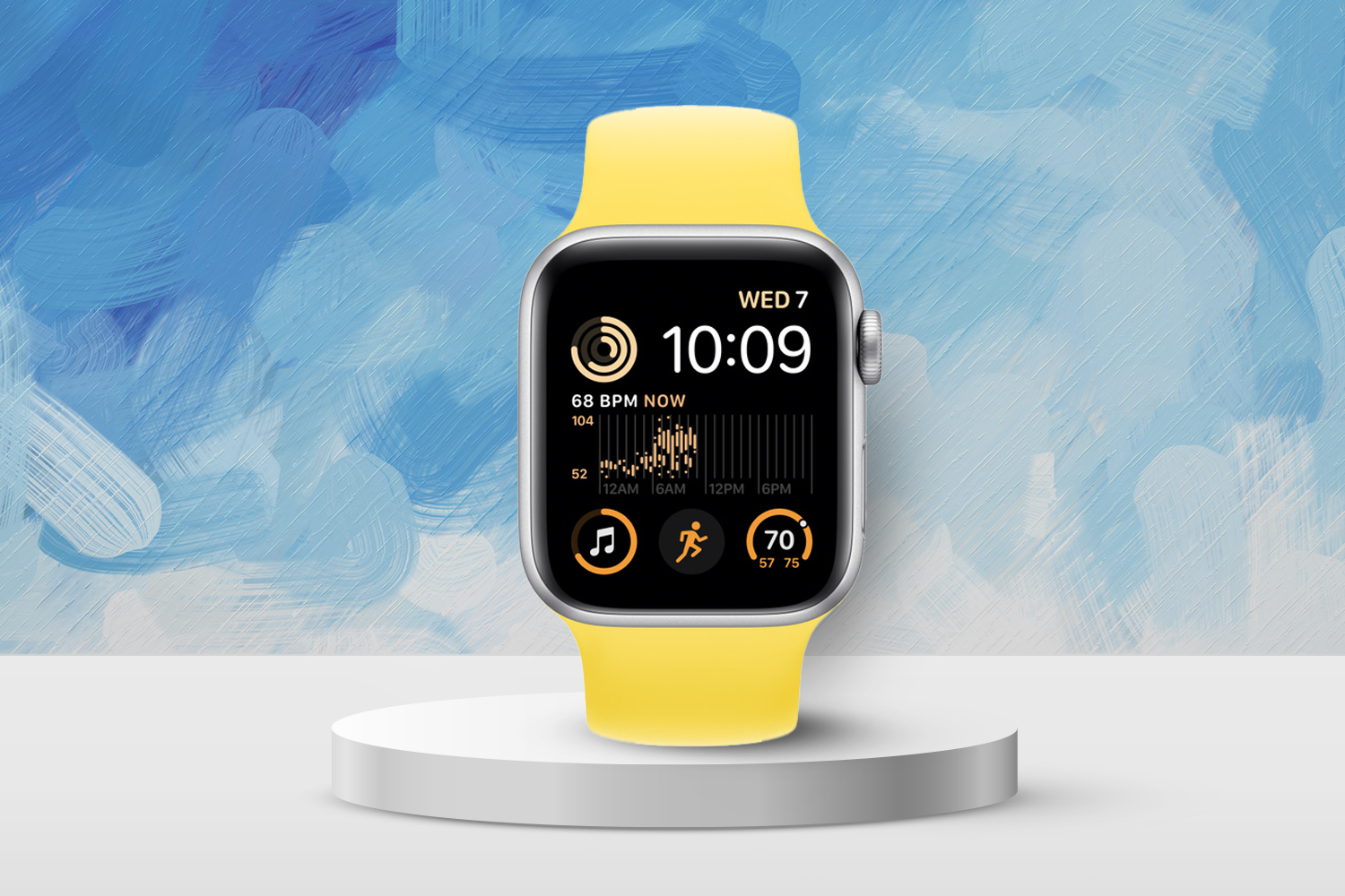 bright yellow watch with touch screen from apple 