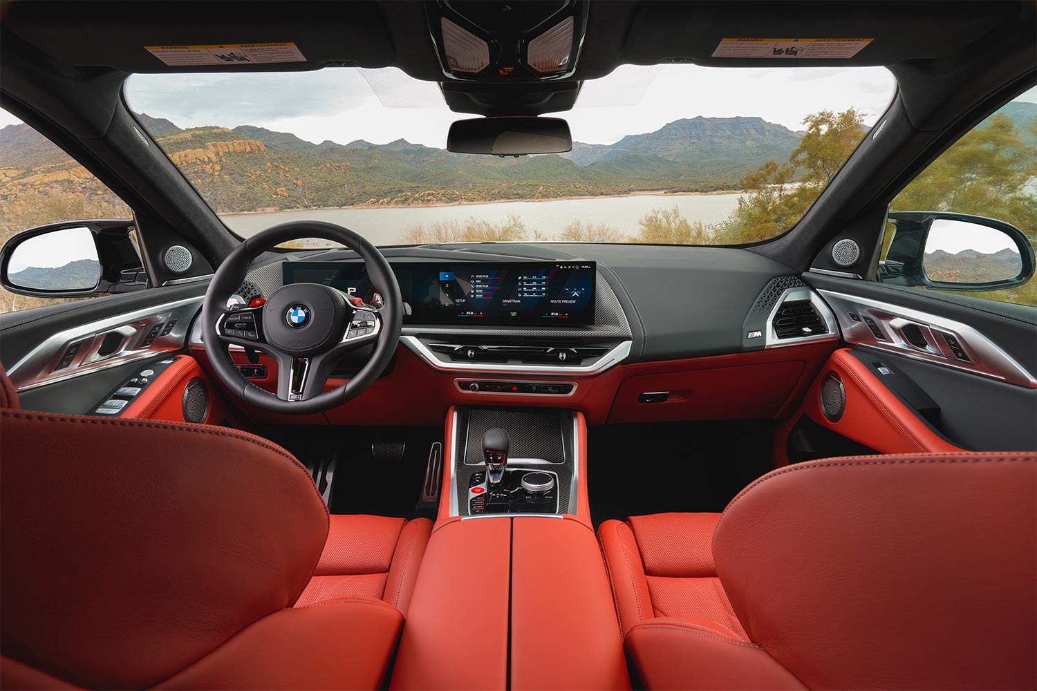 The red interior of a 2023 BMW XM SUV