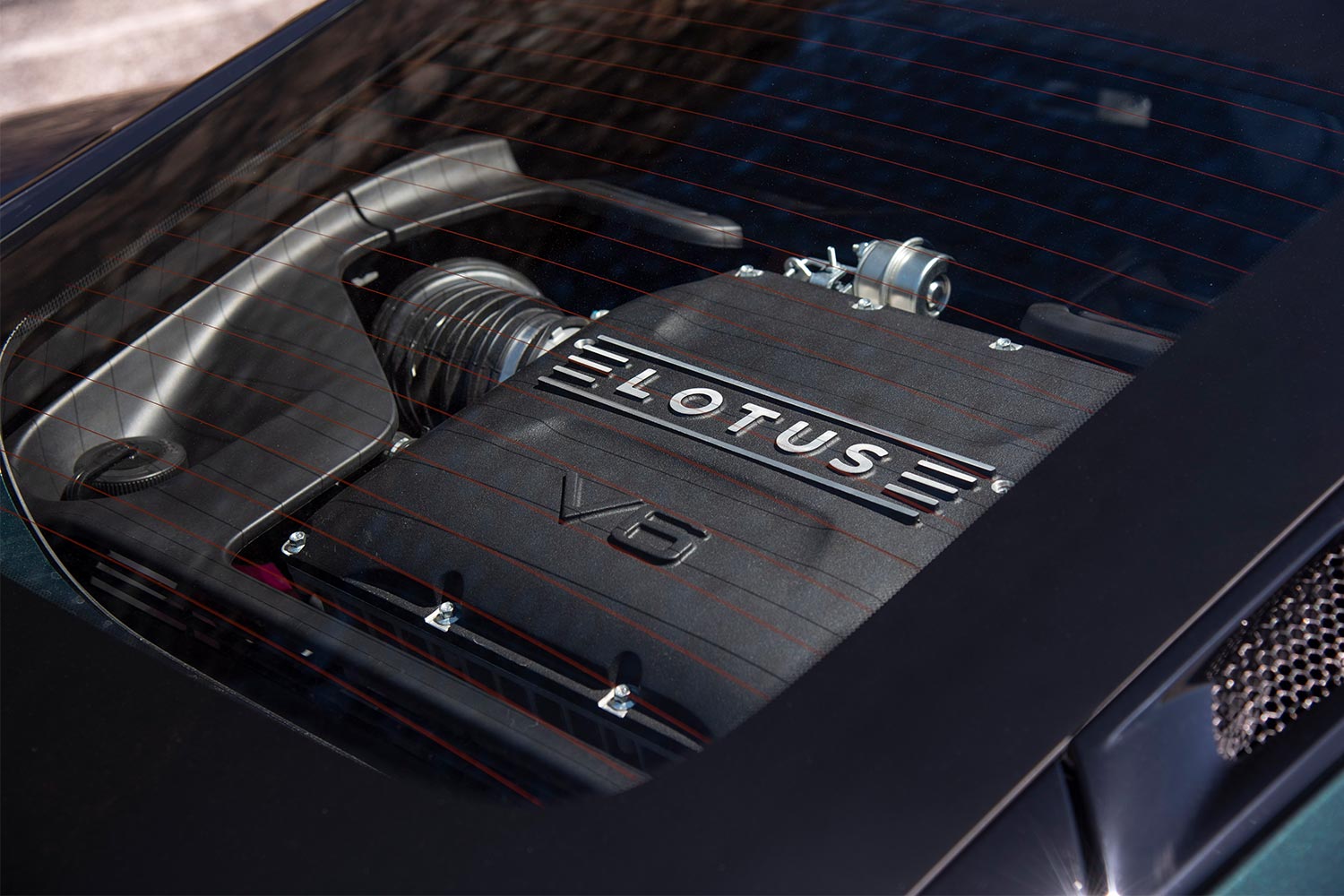 The 3.5-liter supercharged V6, sourced from Toyota, in the Lotus Emira