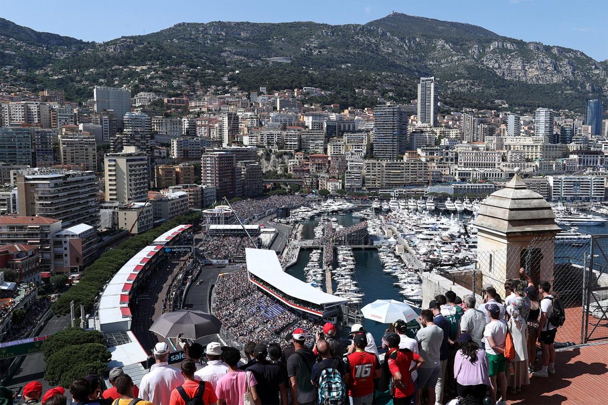 A general view showing Nyck de Vries of Netherlands driving the (21) Scuderia AlphaTauri AT04 during qualifying ahead of the F1 Grand Prix of Monaco at Circuit de Monaco on May 27, 2023 in Monte-Carlo, Monaco.