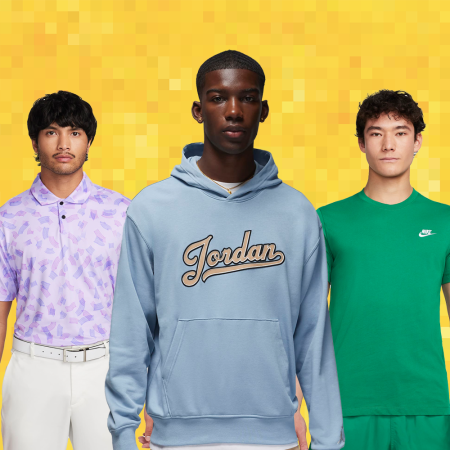 Nike's May Clearance Sale Models on Yellow Background