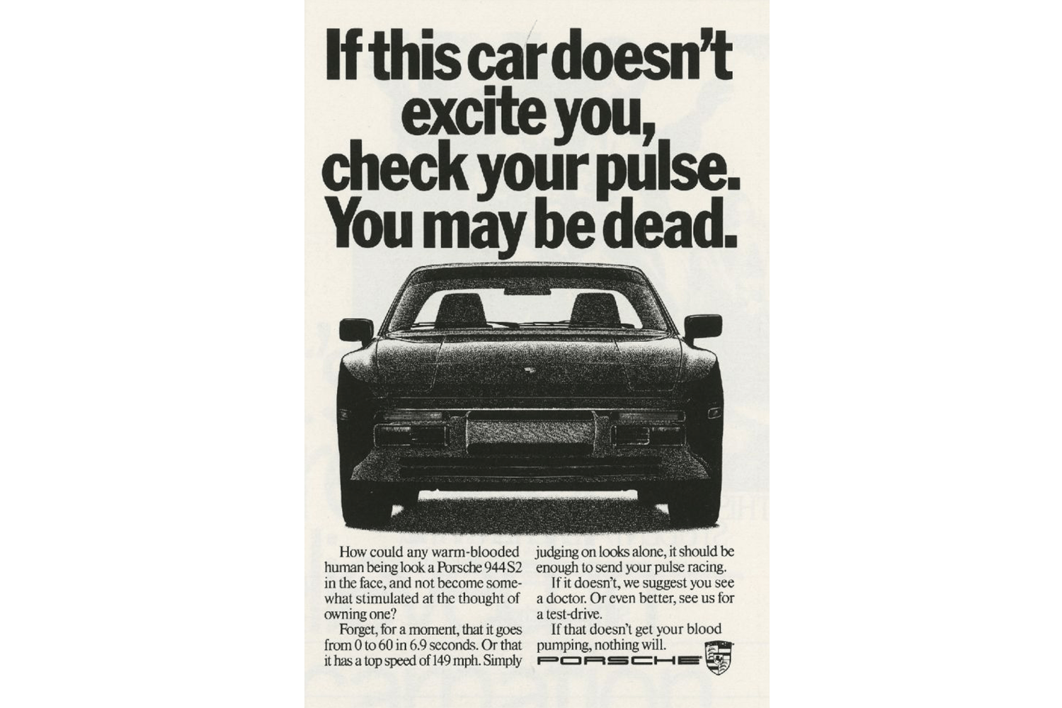 An old print ad for the Porsche 944 S2