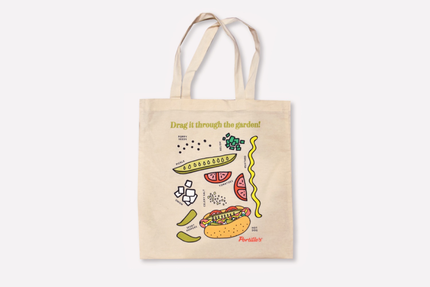 tote bag with hot dogs