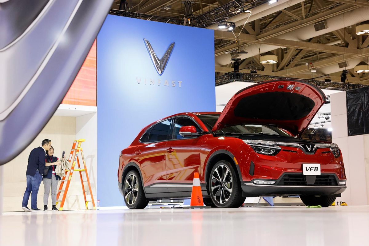A VinFast VF 8 electric SUV, reviews for which have been horrible in the U.S.