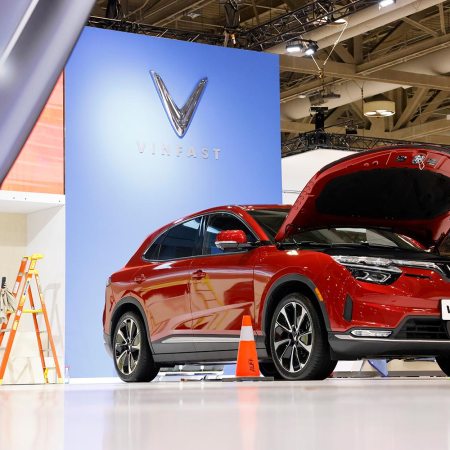 A VinFast VF 8 electric SUV, reviews for which have been horrible in the U.S.