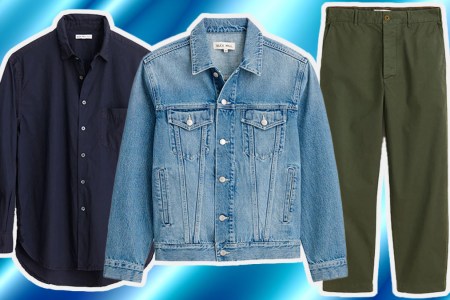 a collage items from the Alex Mill Sale on a grey background