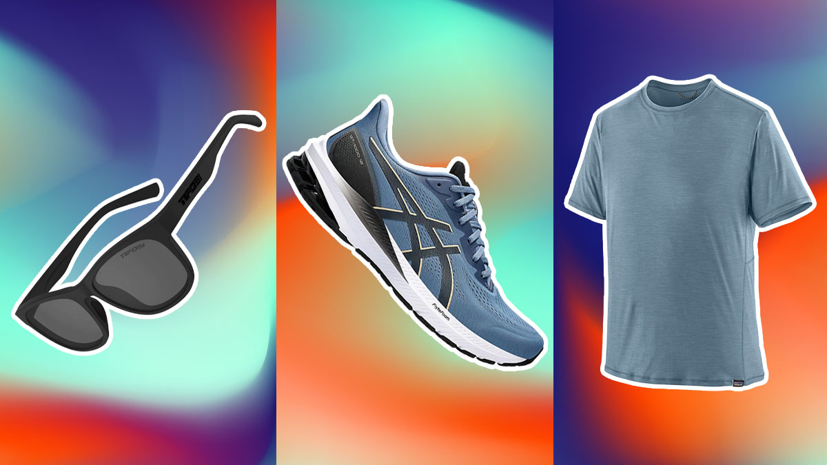 Sunglasses, running shoes and a T-shirt that are perfect for beginner runners