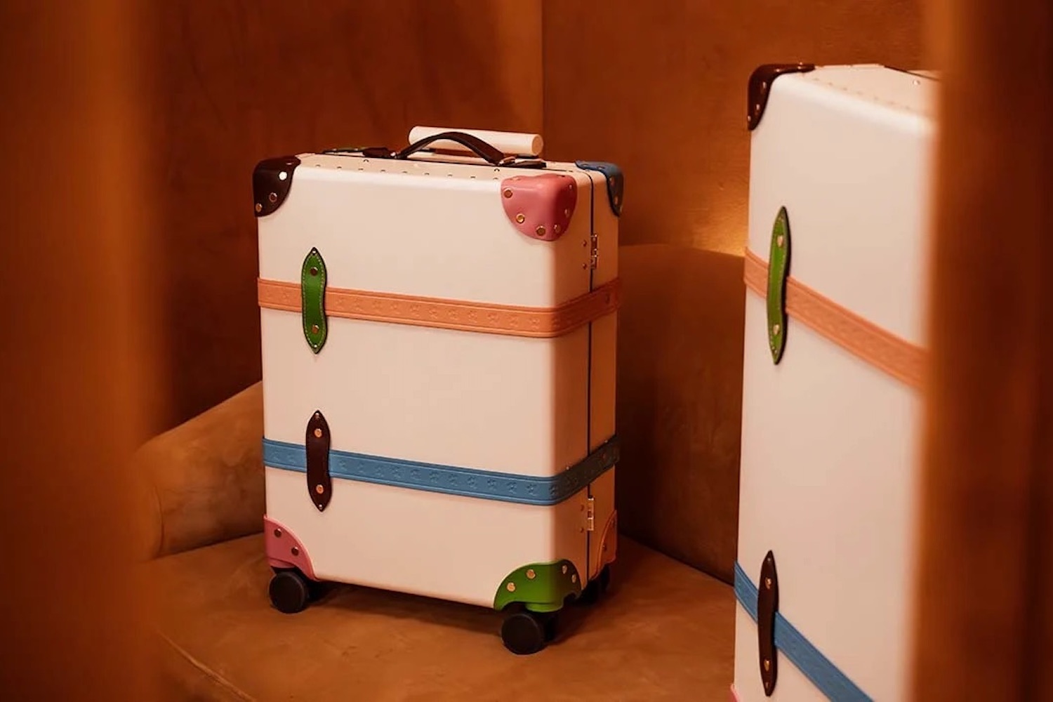 a piece of luggage from the GOLF le FLEUR* x Globe-Trotter collection
