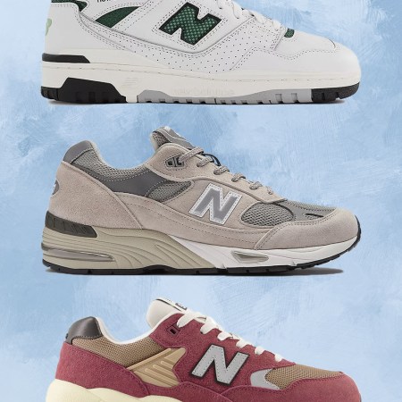 A collage of New Balance Styles on a light grey background