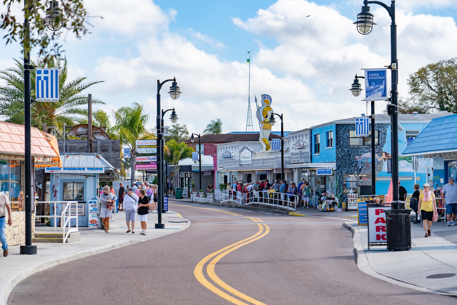 busy street with shops
