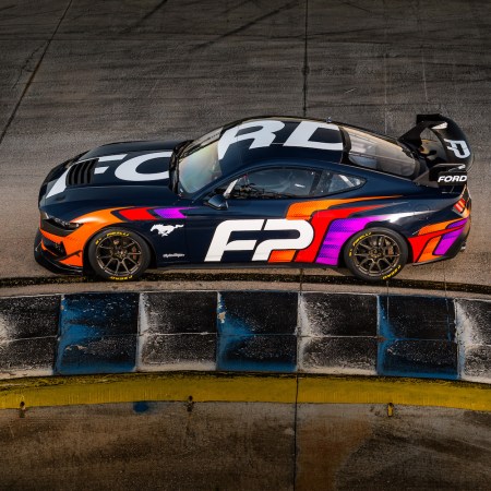 black orange and purple and red sports race car