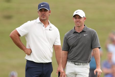 Brooks Koepka and Rory McIlroy at the 123rd U.S. Open Championship.